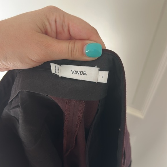 Vince Wool Side Stripe Tuxedo Burgundy Black Career Pants - Picture 6 of 7